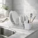 oggi Dish Drainer With Utensil Caddy, 12.5"x14.4"x5.4", White