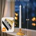 SURAIELEC Battery Operated Window Candle with 6H Timer, 10.5'' Taper Xmas Window Candle, Clear White Flameless LED Candles, 1.7 Narrow Base, Gloss Gold, 4-Pack (Rechargeable Battery Not Compatible)