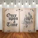 Fairy Tale Books Backdrop Once Upon a Time Backdrops Ancient Castle Princess Romantic Wedding Birthday Party Decorations Magic Book Background Banner Props 7x5FT