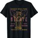 Hecate Distressed Band | Greek Mythology Triple Goddess T-Shirt (Black, L)