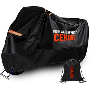 Heavy Duty Motorcycle Cover Waterproof Outdoor 240D Oxford Fabric with Heat Sealed Seams Ultra Waterproof Fits up to 105" All Weather Scooter Cover for Sport Bike with Carry Bag
