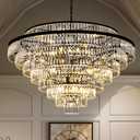 Wellmet Large Crystal Chandelier, 48’’ Black Farmhouse Luxury Chandelier, Black, 48 inch 