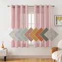 HOMEIDEAS Pink Linen Textured Sheer Curtains, 63 Inches Long 2 Panels Semi Sheer Curtains Farmhouse Window Drapes for Bedroom Living Room, 2 Panels, W52 x L63