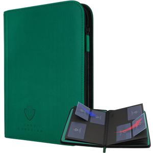 Card Guardian - 4 Pocket Premium Binder for 160 Cards (Green) | Zipper Closure and Side Loaded Pockets | Compatible with Trading & Sports Cards including Magic the Gathering, Yugioh, Baseball Cards