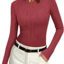 PRETTYGARDEN Crew Neck Long Sleeve Cute Going Out Tops for Women 2026 Casual Basic Slim Fit Womens Pullover Shirts (Red, M)