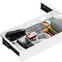 KHAMAL Under Desk Drawer Slide Out Large - Under Table Drawer 17.32" x 9.25", Pull-Out Storage Organizer With Cable Management For Home & Office (White)