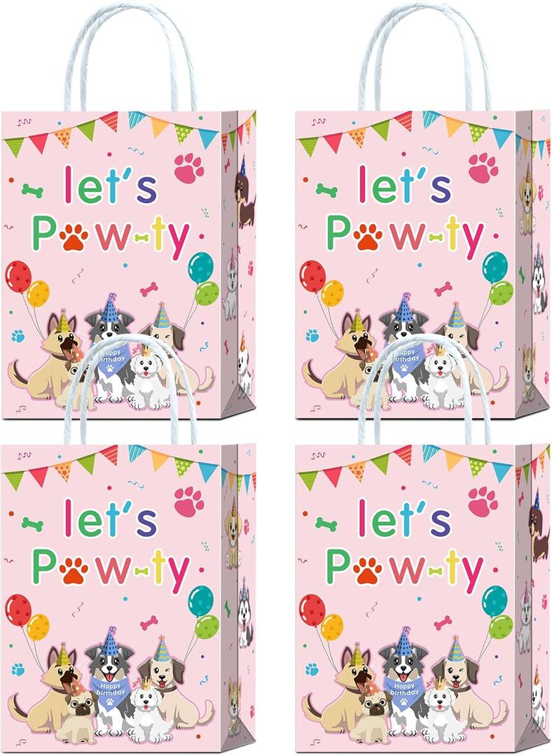 YanZonic 16Pcs Lets Pawty Bags - Pet Friendly & Sturdy Puppy Birthday Decorations for Girls - Cute Pawty Birthday Decorations & Lets Pawty Birthday Decorations & Dog Cat Birthday Party