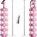 TEKXYZ Telescoping Balloon Stand Set of 2, 1.5ft to 7ft Free Adjustable Metal Balloon Column Stand for Party Decorations