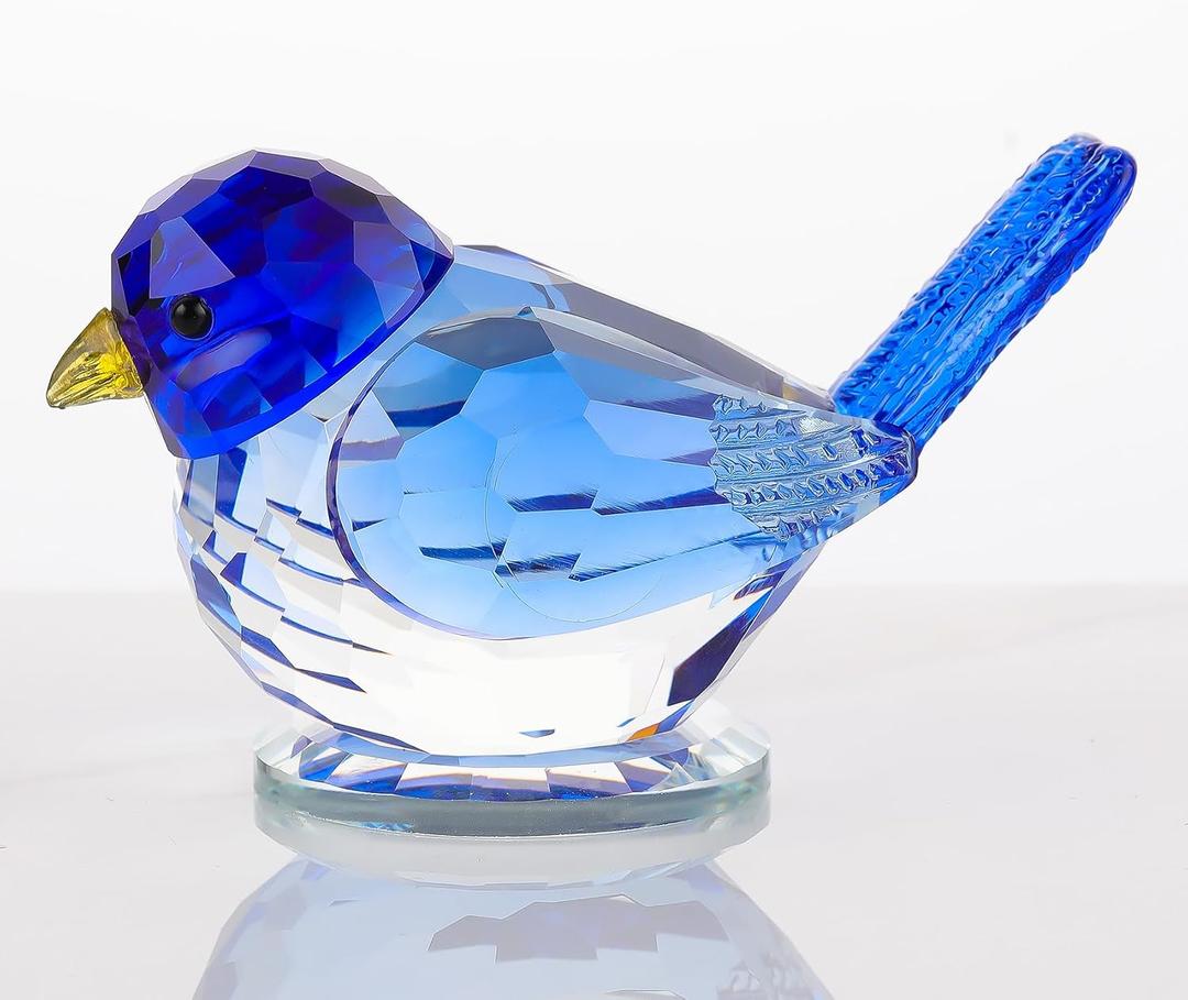 Arikyrist Hand Blown Glass Blue Bird Gifts for Women Birds Decor for Home | Crystal Bird Paperweights for Bird Lovers, Collectible Animals Figurine, Bird Decor for Desk Table, on Christmas Birthday
