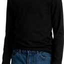 Boys Cotton Long Sleeve Shirts Soft Breathable Crewneck Tees for Kids, Fashion Basic Tops 4-12 Years (Black, XS)