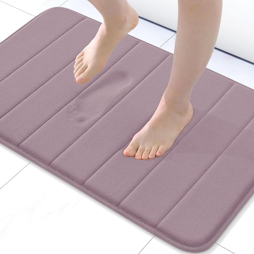 Buganda Memory Foam Bath Mat, 30" x 20", Ultra Soft Bathroom Rugs, Water Absorbent and Machine Washable Bath Rug for Bathroom, Shower, and Tub, Mauve