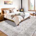 5x7 Area Rugs for Living Room, Bedroom - Machine Washable, Non-Slip Bedside Rug, Large Soft Floor Carpet for Office, Dining Room, Farmhouse and Home Decor, Cozy Elegance/Green