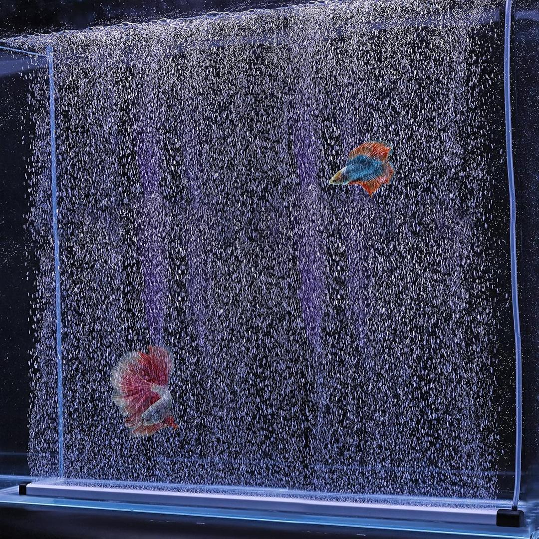 hygger Aquarium Bubble Strip, Nano Air Bubble Curtain Wall Aquarium, Quiet High Dissolved Oxygen Diffuser Fish Tank Bubbler Decorations Self-Sinking for Freshwater Saltwater (27.5 Inch)
