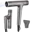 BEAUTURAL Hair Dryer, 1600W High-Speed Foldable Travel Blow Dryer, 110,000 RPM Brushless Motor Million Ionic for Fast Drying & Frizz Control, 3 Temps & 3 Speeds, Dual Voltage for Worldwide Use, Gray
