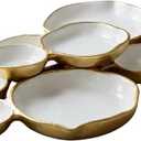 Clustered Serving Bowl, Nine-Grid Design Gold Charcuterie Tray, Elegant Snack Platter, Multipurpose Entertaining Centerpiece for Parties, Appetizers, Nuts, Fruit (White)