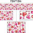 Sunwer Valentine's Day Watercolor Table Runner Red Heart Wedding Anniversary Party Decoration Home Kitchen Dining Room Decor 72Inches Long