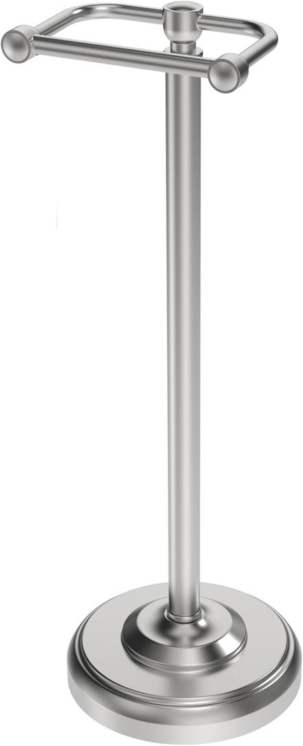 Toilet Paper Holder Stand, Brushed Nickel Toilet Paper Holder Free Standing, Post Pivoting Design & Stable Weighted Base SUS304 Stainless Steel for Bathroom