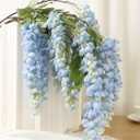 4pcs 47.2-inch Artificial Fake Wisteria Hanging Flower Garland Silk Flower String Home Party Decoration White Blue Pink Purple (Blue)