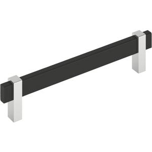 Amerock Mulino 6-5/16 inch (160mm) Center-to-Center Matte Black/Polished Chrome Cabinet Pull, BP36727MB26