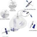 Urinary Drainage Bag with Anti-Reflux Chamber, Urine Bag with 2000 mL Volume, 48" Drainage Tube, Clips and Hanging Hook, Professional Urinary Bag for Home and Hospitals Health Aids,10 Pack