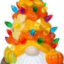 Extra Large - Thanksgiving Decorations Lighted Fall Gnomes Ceramics Tree with Pumpkin Thanksgiving Gnomes Tree Thanksgivings Table Decor Fall Decorations for Home Dinner Table Centerpiece Party Indoor