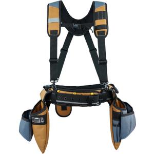 KUNN Carpenter Tool Belt with Suspenders Pro Framer Suspension Tool Rig for Construction Contractors and Electrician,Khaki, Full Size