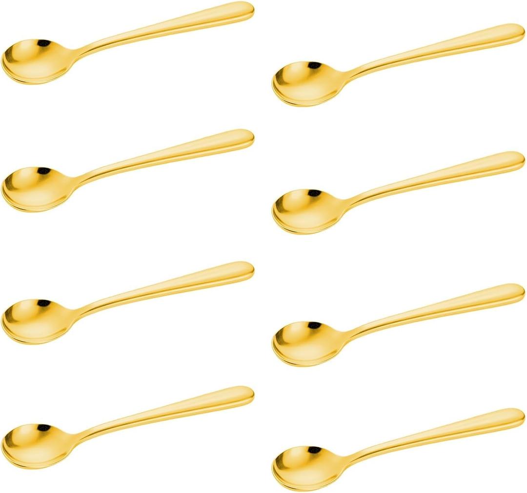 Small Spoons for Spice Jars 8 PCS 3.5 Inch Mini Spoons Gold Stainless Steel Sugar Spoons for Spices, Salt, Sugar, Pepper, Honey