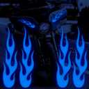 Flame Decals for Cars, Blue Flame Stickers for Helmet, Reflective Decals for Motorcycles Bike Skateboard Decoration, 4 PCS (29*6)