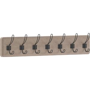HBCY Creations Weathered Solid Wood Wall Mounted Coat Rack with Shelf, 7 Hooks, 34" Long - Kitchen, Mudroom, Entryway, Bathroom - Includes Mounting Hardware, Coat Hanger, Dog Leash Hooks, Towel Rack