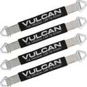 VULCAN Car Tie Down Axle Strap with Wear Pad - 2 Inch x 22 Inch - 4 Pack - Silver Series - 3,300 Pound Safe Working Load