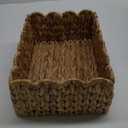 Scalloped Edge Basket, Wicker Storage Baskets, Hand Woven Baskets for Shelves,Natural Baskets for Organizing (Water Hyacinth(M-14" L x 10.5" W x 6" H))