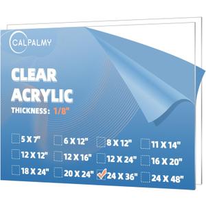 CALPALMY (2 Pack) 1/8" Thick Clear Acrylic Sheets - 24" x 36" Pre-Cut Plexiglass Sheets for Craft Projects, Signs, Display Cases, Sneeze Guard and More - Cut with Engraver, Power Saw or Hand Tools (24"x36", 1/8" Thick, Clear)