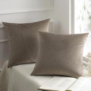 Phantoscope Pack of 2 Velvet Decorative Throw Decorative Pillow Cover Soft Solid Square Cushion Case for Couch Taupe 26 x 26 inches 65 x 65 cm Phantoscope Pack of 2 Velvet Decorative Throw Decorative Pillow Cover Soft Solid Square Cushion Case for Couch Taupe 26 x 26 inches 65 x 65 cm