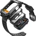 i-Blason for Apple Watch Series 10 46mm Case with Band Multi-use [2 X Tempered Glass Screen Protector Case] [Military Protection] Sport Shockproof Rugged Bumper Cover, Black