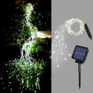 Solar Waterfall Fairy Bunch Lights Outdoor Waterproof 200LEDs 8 Modes Watering Can Light (NO CAN), Solar Powered String Lights Firefly Vine Christmas Tree Garden Decorations Gardening Gifts For Mom (Cool White)