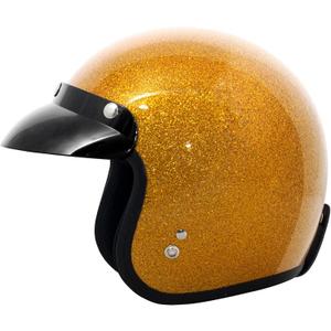 VCAN V85C 3/4 Open Face Motorcycle Helmet DOT Approved (Large, Gold Metallic)