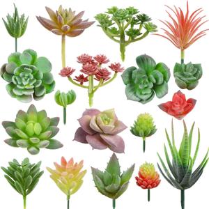 FOIMAS 18pcs Mini Artificial Succulent Plant, Flocked Faux Succulent for Floral Wall Garden Arrangement Home Office Decor, Unpotted (Green Small)