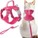 Cat Harness and Leash Set Escape Proof for Kitten Walking, Soft Adjustable Top Handle Vest Harnesses for Cats, Easy Control Breathable Reflective  (Pink, Medium)