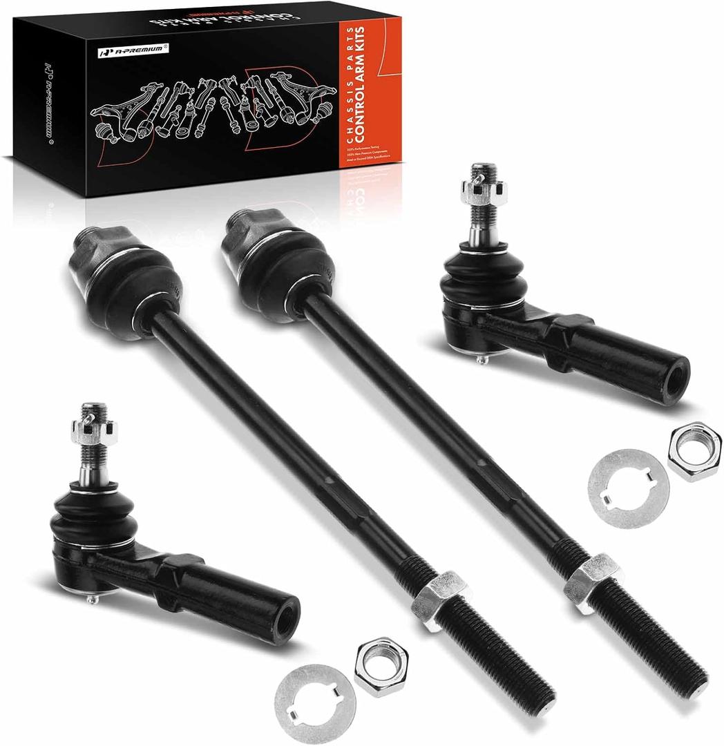 A-Premium 4Pcs Front Outer & Inner Tie Rod End Kits, Compatible with Chevrolet & GMC & Hummer - 2001-2019 - Silverado 1500/2500/3500 Suburban 2500 Avalanche & Sierra 1500/2500/3500 Yukon XL 2500 & H2