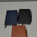 3 Pack Pocket Notebook Journals, Small Notepad Notebooks for Note Taking, A6 Mini Note pads with Pen Holder, 408 Lined Pages, 3.7" x 5.7", Black, Brown, Blue