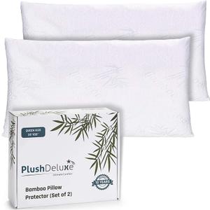 Premium King 20''x38'' Waterproof Pillow Protector Covers - Viscose Made from Bamboo – Allergy, Dust, and Mite Proof Zippered Pillowcase, Set of 2