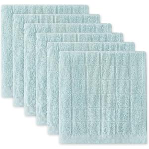 DII Basic Terry Collection Solid Windowpane Dishcloth Set, 12x12, Robin's Egg Blue, 6 Count