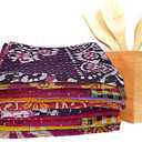 Wholesale Lot of Indian Vintage Kantha Kitchen Towels Table Decor 100% Cotton Handmade 16X16 Inch Peinted Home Decor Bohemian Kantha Napkins (6)