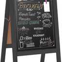 Ilyapa Wooden A-Frame Chalkboard Sidewalk Signs with Rounded Top - 20 x 40 Inches Black Chalkboard - Sturdy Freestanding 20x40 Menu Display Board