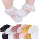 CHUNG Baby Toddler Girls Princess Cotton Frilly Socks Lace Ruffle Pack of 4/5/6 Thin Mesh Summer for Dress (3-12 Months, Crystal 6 Pairs)