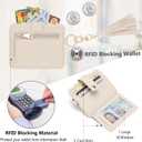 Wristlet Wallet for Women with Keychain  RFID Card Holder Small Wallet Wristlet with Key Ring (Beige)