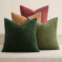 MIULEE Modern Farmhouse Decorative Pillow Covers 18x18 Inch Set of 4 Natural Rustic Throw Pillows Neutral Warm Soft Corduroy Couch Pillowcases Home Decor for Sofa Living Room Bed Christmas Green