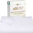 California Design Den Twin Flat Sheet Only, Soft 400 Thread Count 100% Cotton Bed Sheets, Soft Sateen Breathable & Durable Bedding - Bright White