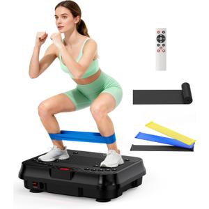 Vibration Plate Exercise Machine, Shake Plate, Vibration Plate for Lymphatic Drainage & Weight Loss, 250 Speed Levels, 400 Lbs Capacity Whole Body Vibrating Plate Workout with Fitness Resistance Band