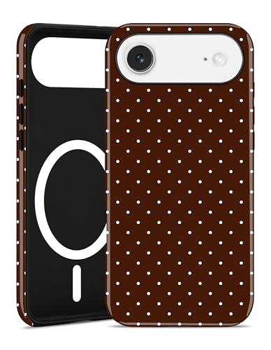 Jusy Compatible with MagSafe Polka Dot Case for iPhone 17 Pro, Cute Aesthetic Polka Dots Magnetic Phone Case, Soft TPU and Hard PC Protective Phone Cover for Women Girls（Shiny） - Brown